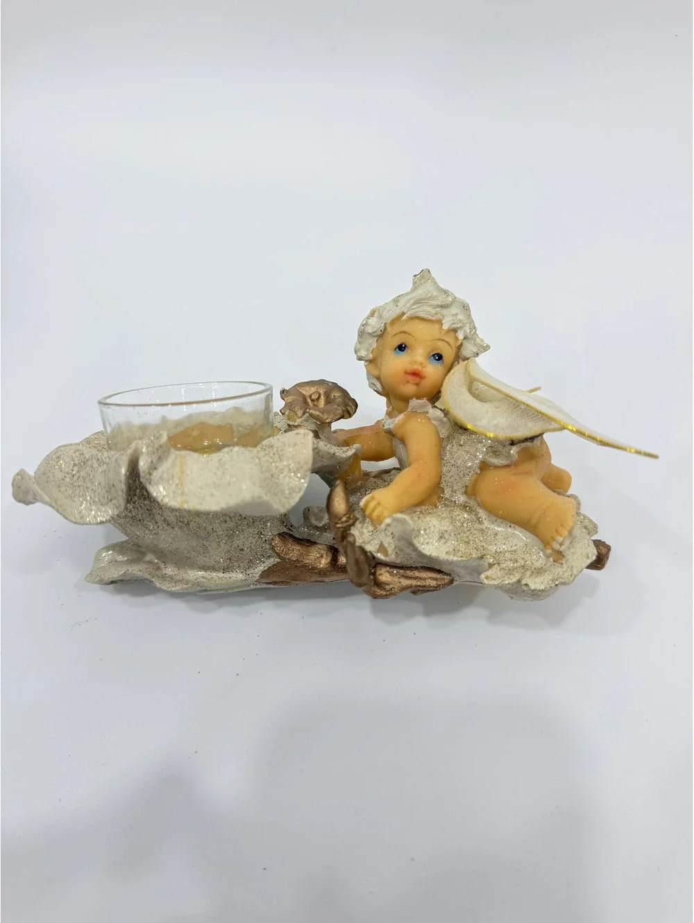 Vintage D'Lusso baby Fairy Tea light holder candle holder cottage Decor Ceramic